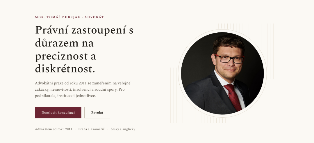Web pro advokáta Mgr. Tomáše Bubrjaka — bubrjak.cz